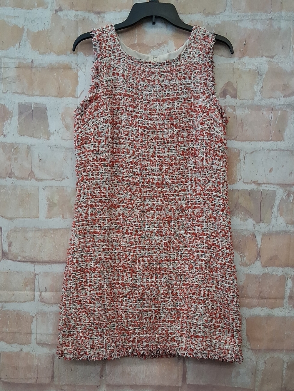 Ann Taylor Red and White Tweed Sleeveless Shift Dress